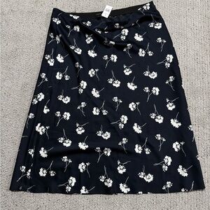 Ann Taylor Navy Floral Midi Skirt